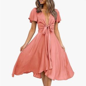 coral bridesmaid/wedding guest dress
